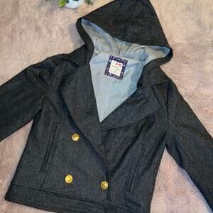 Tommy Hilfiger Tommy Girl Wool Blend Charcoal Gray Hooded Jacket Size Medium